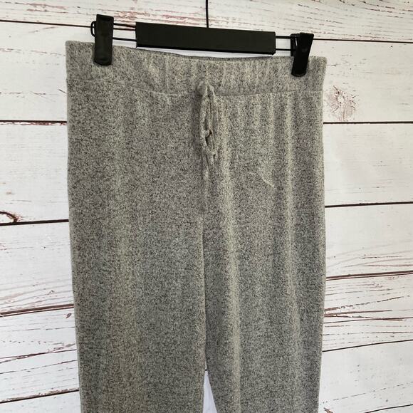 Windsor L Grey Marled Soft Knit High Rise Slim Leg Lounge Sweatpants - Picture 3 of 6